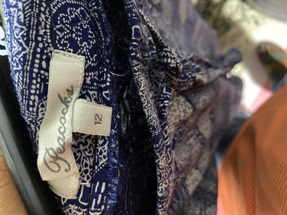PEACOCKS |L| WAIST 30| B40| CHIC BLUE AND WHITE GEOMETRIC MANDALA PRINT JOGGER PANTS