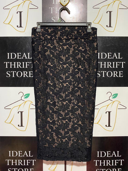 COTTON ON |M| WAIST 28| B40| SOPHISTICATED BLACK LACE OVERLAY NUDE-LINED PENCIL SKIRT