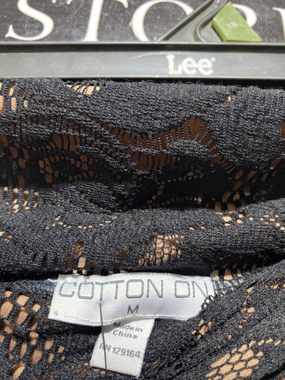 COTTON ON |M| WAIST 28| B40| SOPHISTICATED BLACK LACE OVERLAY NUDE-LINED PENCIL SKIRT