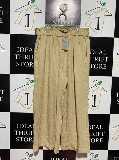 PRIMARK CARES |M| WAIST 28| B40| CHIC CREAM PAPERBAG HIGH-WAIST WIDE-LEG TROUSERS