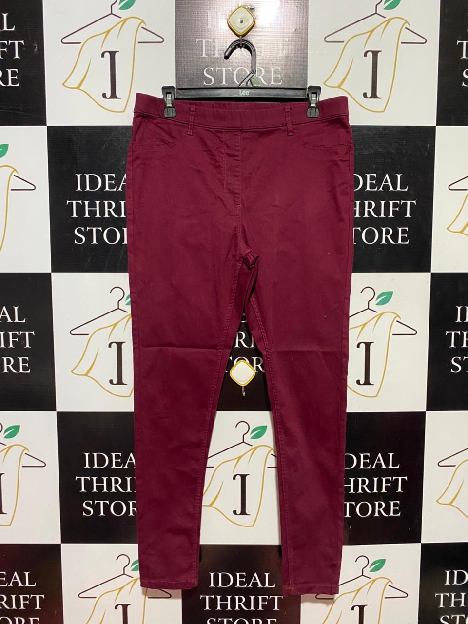 THE COLLECTION |L| WAIST 32| B40| CHIC MAROON COMFORT STRETCH SKINNY JEGGINGS