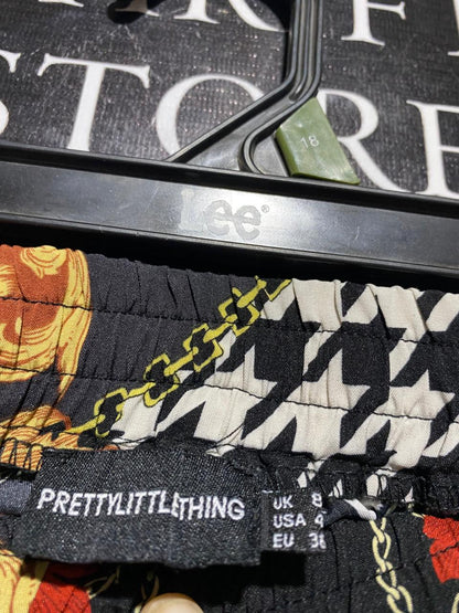 PRETTYLITTLE THING |S| WAIST 26| B40| LUXE BAROQUE AND ANIMAL MIXED PRINT SILKY TROUSERS
