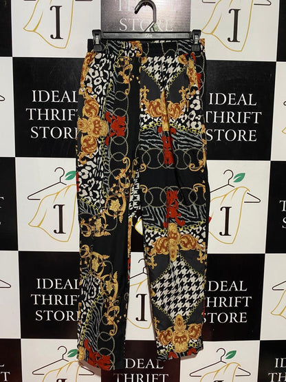PRETTYLITTLE THING |S| WAIST 26| B40| LUXE BAROQUE AND ANIMAL MIXED PRINT SILKY TROUSERS