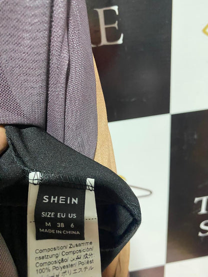 SHEIN |M| BUST 16| B40| STUNNING EARTH-TONE TIE-DYE RUFFLED MESH MAXI DRESS