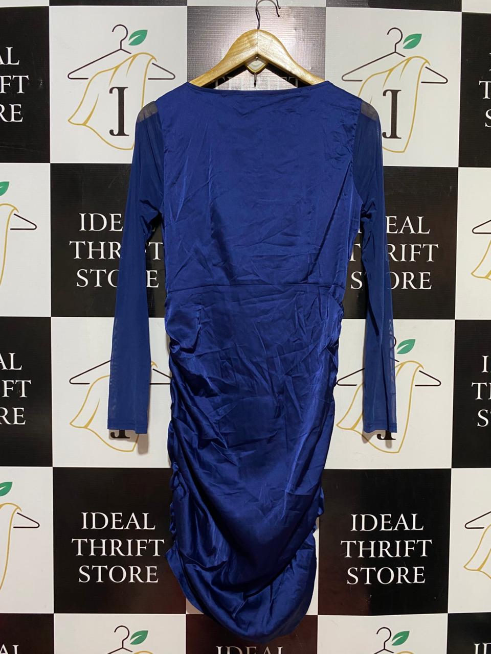 QUIZ |M| BUST 17| B40| STUNNING ROYAL BLUE SATIN RUCHED BODYCON PARTY DRESS