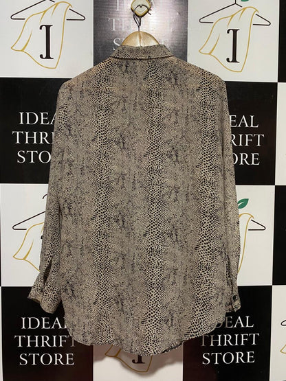 M&S WOMAN |L| BUST 21| B40| SNAKESKIN PRINT BUTTON-DOWN LONG SLEEVE SHIRT WITH DUAL POCKETS