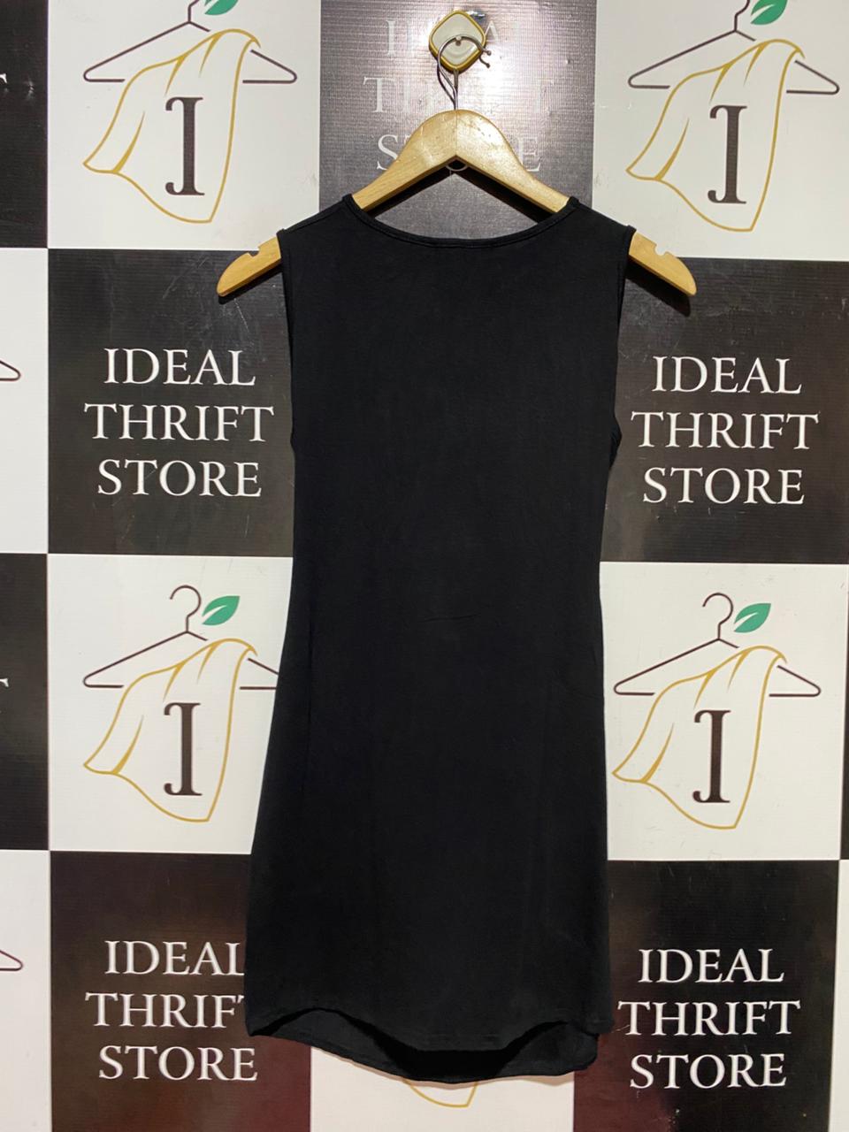 FEMME LUXE |M| BUST 16| B40| CHIC BLACK SLEEVELESS FRONT CUT-OUT MINI DRESS BODYCON PARTY WEAR