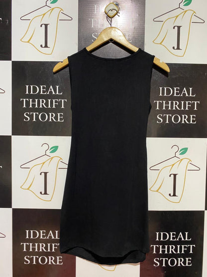 FEMME LUXE |M| BUST 16| B40| CHIC BLACK SLEEVELESS FRONT CUT-OUT MINI DRESS BODYCON PARTY WEAR