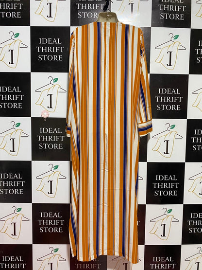|XL| BUST 22| B40| VIBRANT STRIPED LONGLINE KIMONO CARDIGAN VERTICAL PATTERN OPEN FRONT MAXI SHRUG