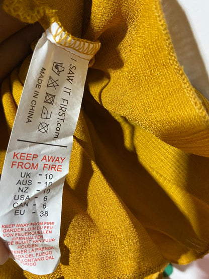 I SAW IT FIRST |M| BUST 18| B40| MUSTARD YELLOW HIGH-LOW RUFFLE MAXI DRESS LONG SLEEVE PARTY GOWN