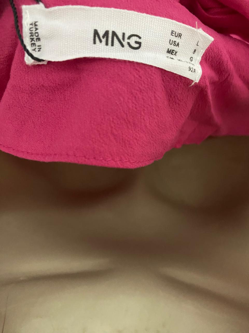 MNG |M| BUST 17| B40| CHIC HOT PINK ONE-SHOULDER MINI DRESS ASYMMETRICAL LONG SLEEVE PARTY DRESS