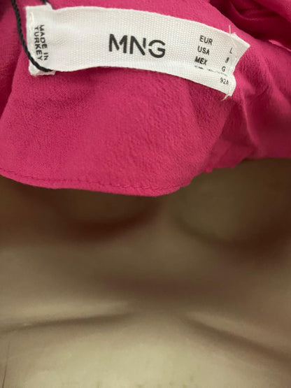MNG |M| BUST 17| B40| CHIC HOT PINK ONE-SHOULDER MINI DRESS ASYMMETRICAL LONG SLEEVE PARTY DRESS