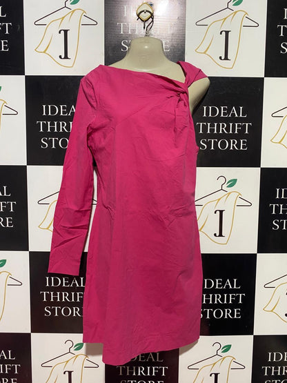 MNG |M| BUST 17| B40| CHIC HOT PINK ONE-SHOULDER MINI DRESS ASYMMETRICAL LONG SLEEVE PARTY DRESS