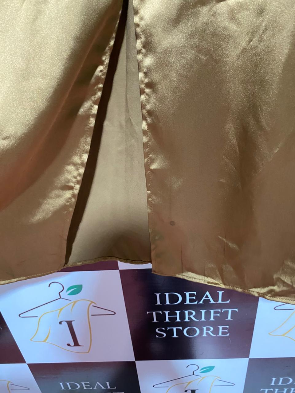 PRIMARK |XL| WAIST 32| B39| GOLDEN BRONZE SATIN MIDI SKIRT HIGH-WAISTED SLIP SKIRT LUXE CHRONICLE