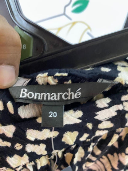 BONMARCHE |XXL| WAIST 38| B39| BLACK AND CREAM ABSTRACT PRINT MIDI SKIRT TIRED RUFFLE HEM CASUAL SKIRT