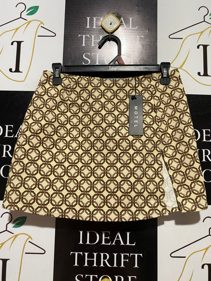 MOTEL |S| WAIST 28| B39| ROCKS GEOMETRIC CHAIN LINK PRINT MINI SKIRT WITH SIDE SLIT