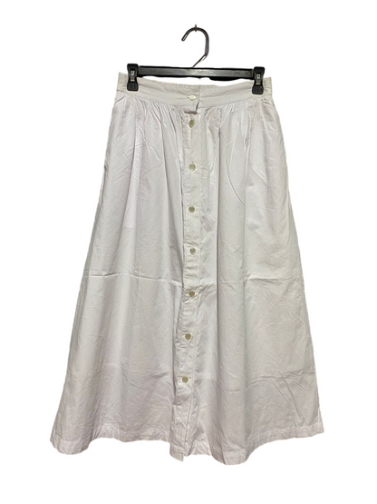 HARBOUR VUN |S| WAIST 26| B40| CLASSIC WHITE GATHERED A-LINE MIDI SKIRT