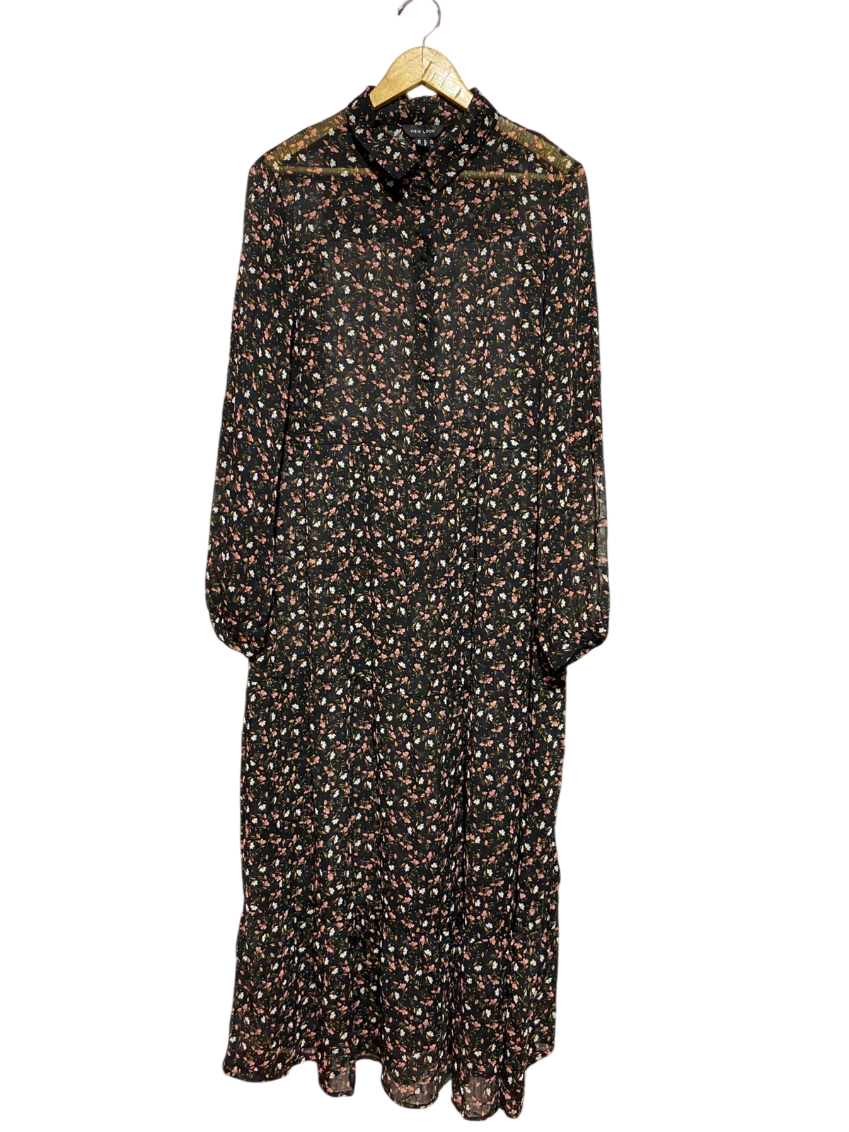 NEW LOOK |XL| BUST 22| B40| MULTICOLOR CHAIN AND LEOPARD PRINT LONG SLEEVE BUTTON-DOWN SHIRT DRESS
