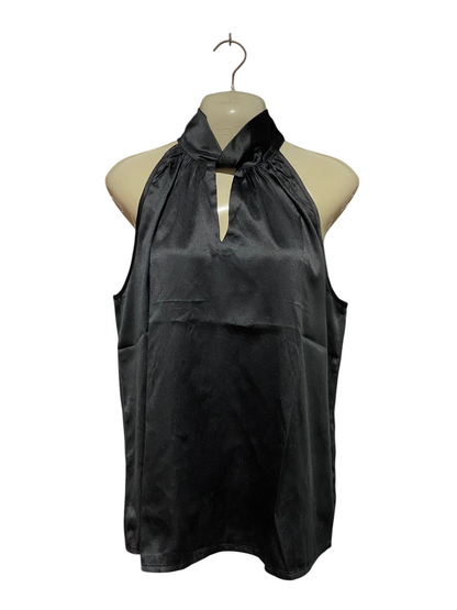 PIECES |L| BUST 21| B40| BLACK SATIN HALTER NECK BLOUSE WITH KEYHOLE DETAIL