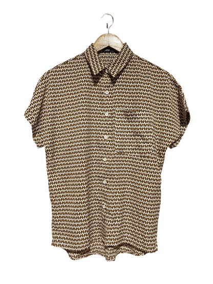 SHEIN |L| BUST 20| B40| GEOMETRIC PRINT SHORT SLEEVE BUTTON-DOWN SHIRT WITH FRONT POCKET