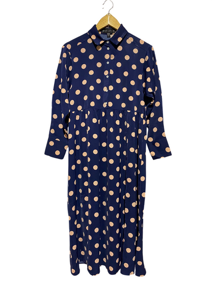 MELA LONDON |M| BUST 17| B40| CLASSIC RETRO POLKA DOT BUTTON-DOWN MAXI DRESS