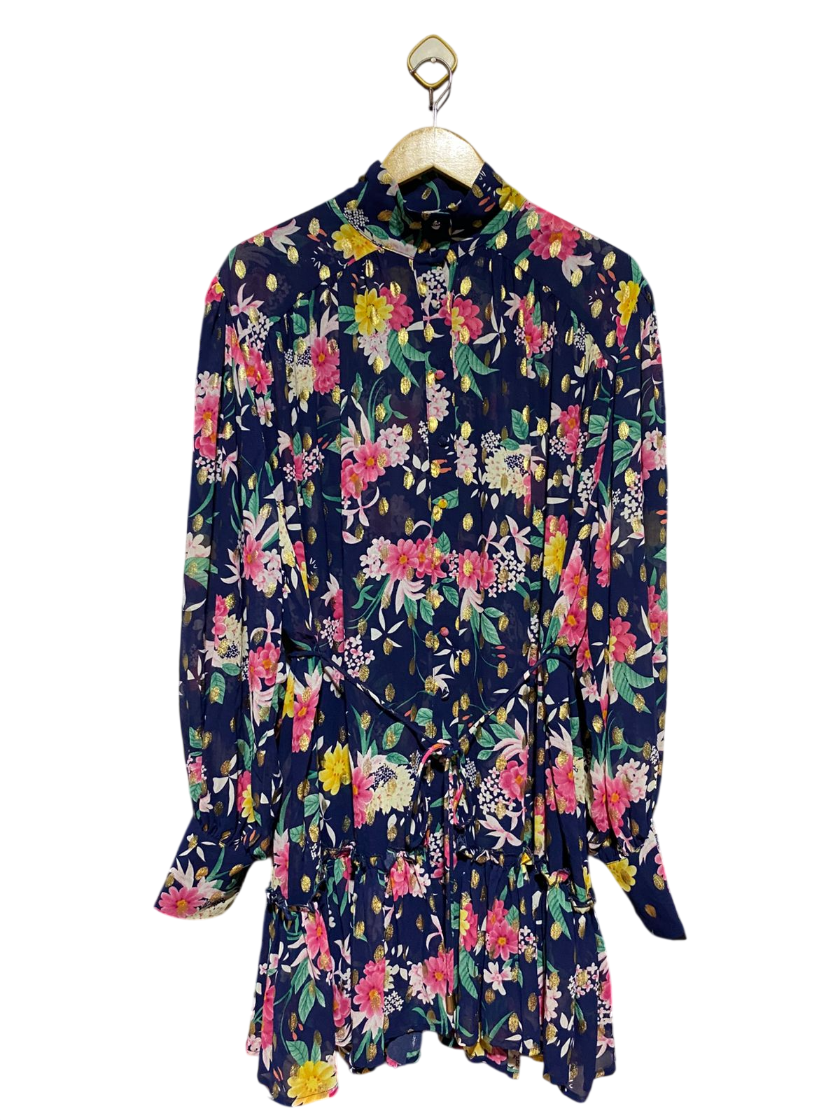 FOREVER UNIQUE |L| BUST FREE| B40| NAVY BLUE FLORAL LUREX MINI DRESS