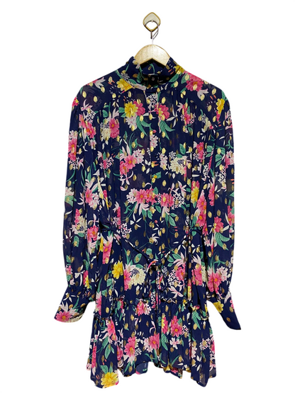 FOREVER UNIQUE |L| BUST FREE| B40| NAVY BLUE FLORAL LUREX MINI DRESS
