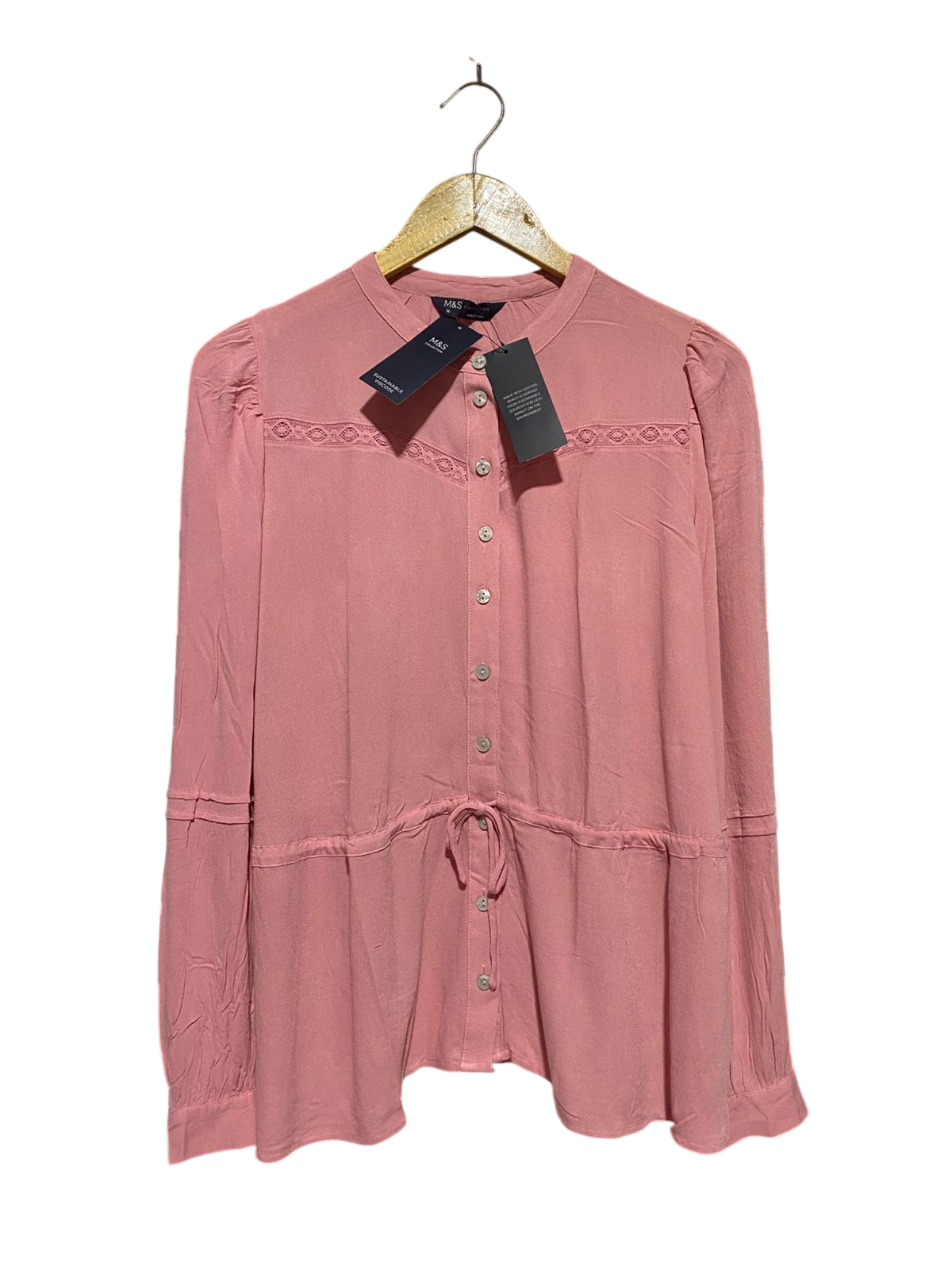 M&S | L| BUST 21| B41| DUSTY PINK PEPLUM BLOUSE