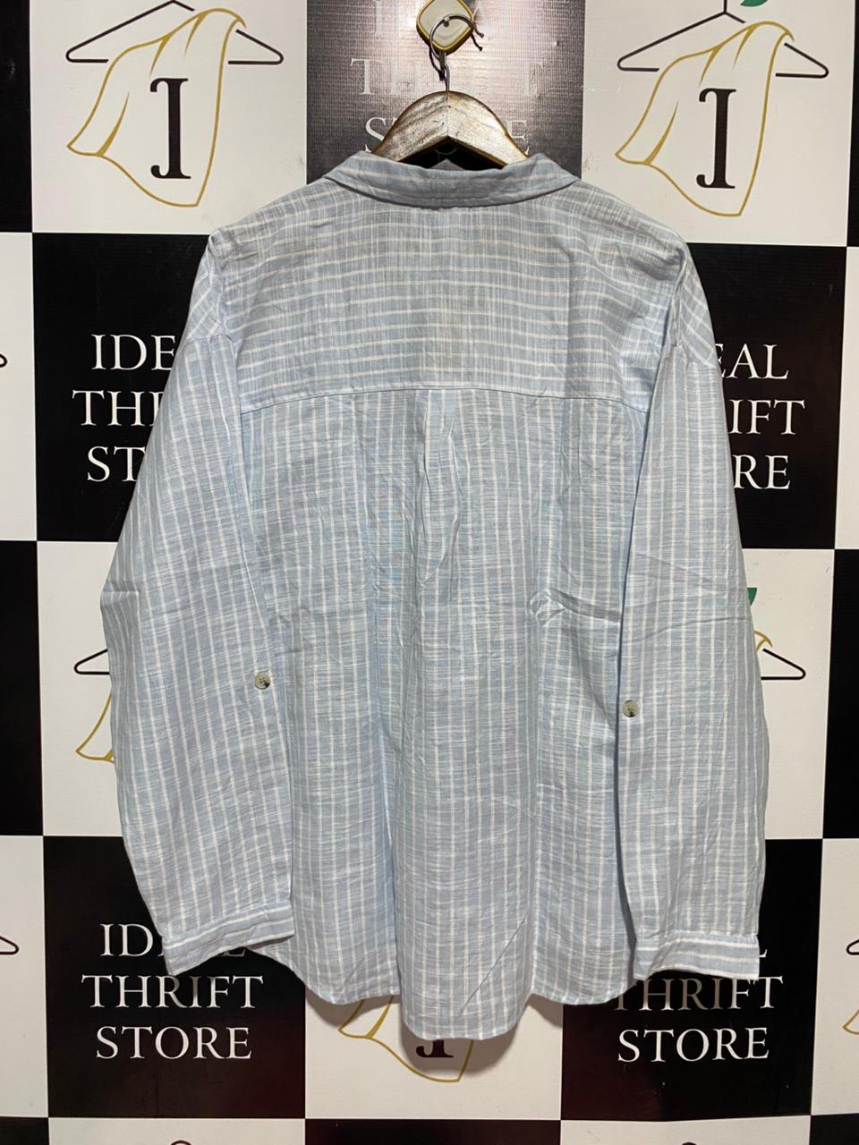 ANKO |XL| BUST 23| B41|LIGHT BLUE STRIPED BUTTON-DOWN CASUAL SHIRT WITH DUAL POCKETS - COMFORT FIT LONG SLEEVE TOP