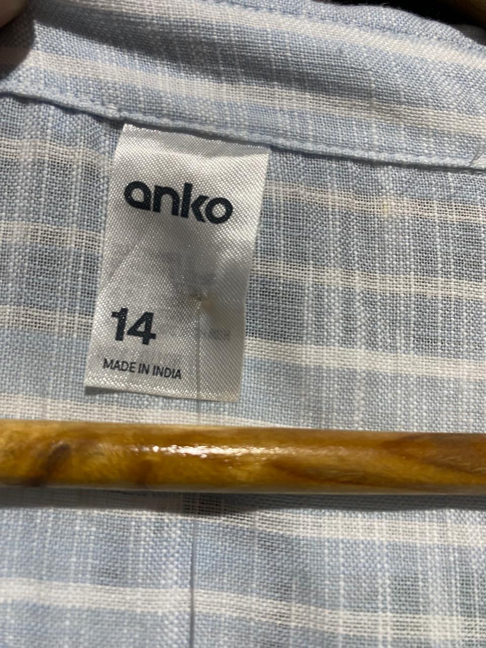 ANKO |XL| BUST 23| B41|LIGHT BLUE STRIPED BUTTON-DOWN CASUAL SHIRT WITH DUAL POCKETS - COMFORT FIT LONG SLEEVE TOP