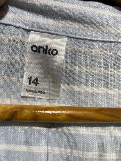 ANKO |XL| BUST 23| B41|LIGHT BLUE STRIPED BUTTON-DOWN CASUAL SHIRT WITH DUAL POCKETS - COMFORT FIT LONG SLEEVE TOP