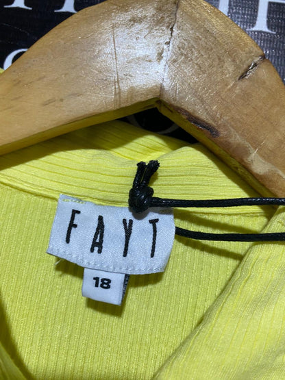 FAYT |L| BUST 19| B41| NEON LIME YELLOW RUCHED BUTTON-FRONT SHIRT DRESS - SHORT SLEEVE COLLARED BODYCON MIDI
