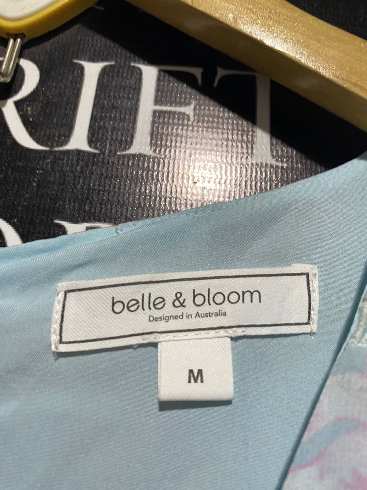 BELLE & BLOOM |M| BUST 17| B41| LIGHT BLUE FLORAL PRINT MAXI DRESS - BOHO LONG SLEEVE V-NECK TIERED SUMMER DRESS