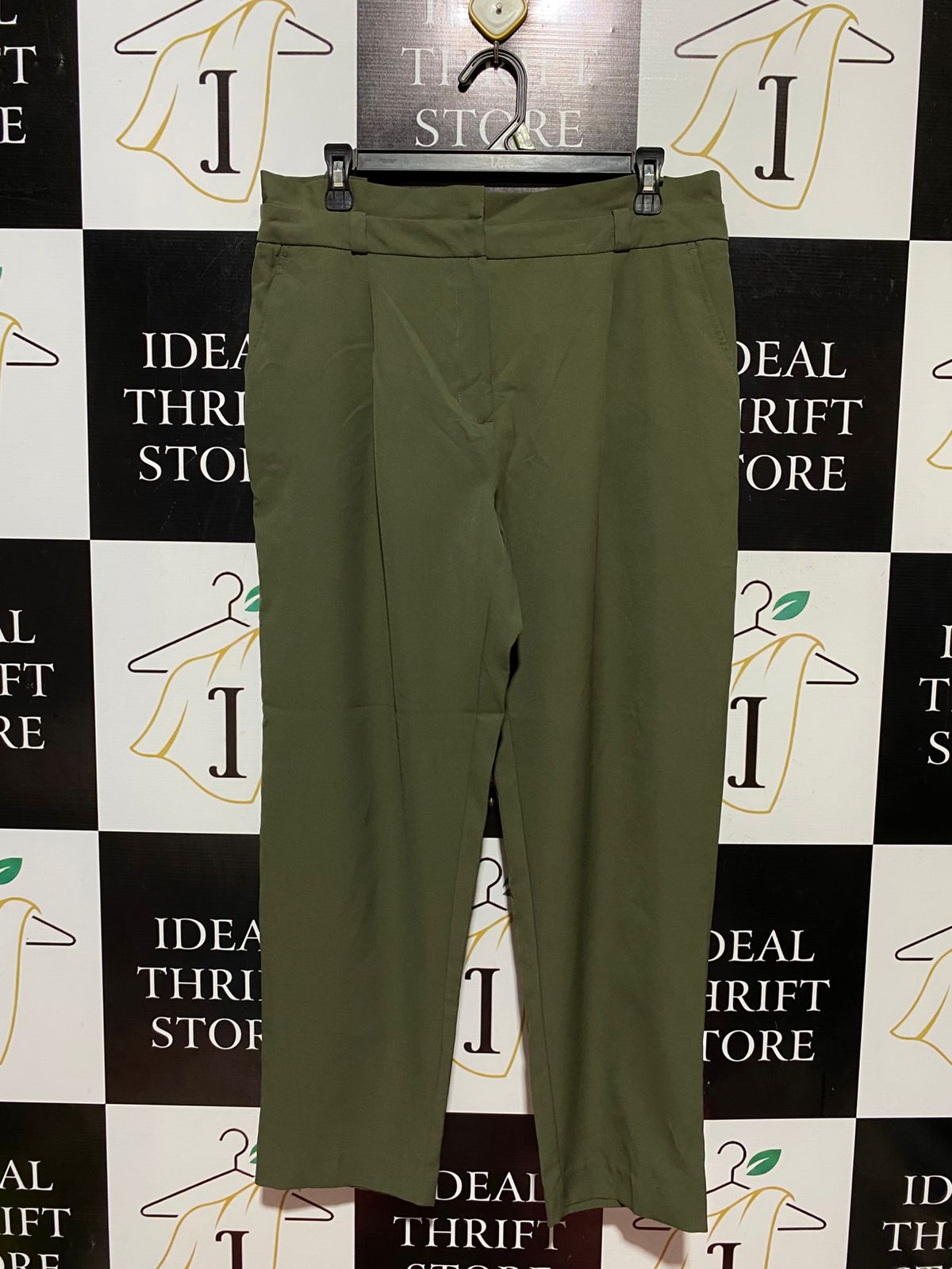 NEW LOOK |XL| WAIST 33| B41| OLIVE GREEN HIGH-WAISTED PLEATED TROUSERS