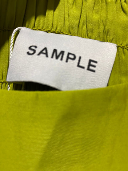 SAMPLE |L| WAIST 29| B41| CHARTREUSE LIME GREEN SATIN WIDE-LEG PANTS