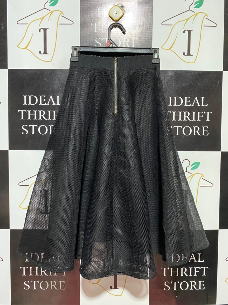 NEW LOOK |XS| WAIST 24| B41| BLACK MESH TULLE MIDI SKIRT