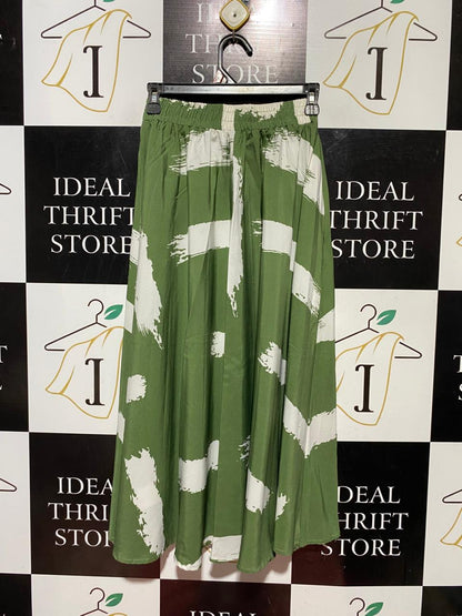 SHEIN |S| WAIST 23| B41| SAGE GREEN ABSTRACT BRUSHSTROKE MAXI SKIRT