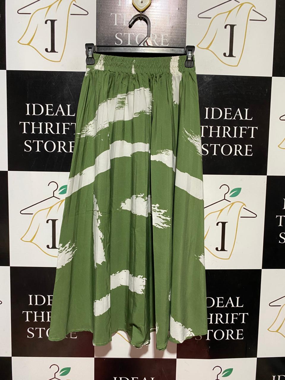 SHEIN |S| WAIST 23| B41| SAGE GREEN ABSTRACT BRUSHSTROKE MAXI SKIRT