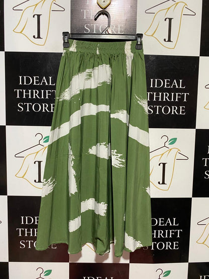 SHEIN |S| WAIST 23| B41| SAGE GREEN ABSTRACT BRUSHSTROKE MAXI SKIRT