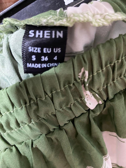 SHEIN |S| WAIST 23| B41| SAGE GREEN ABSTRACT BRUSHSTROKE MAXI SKIRT