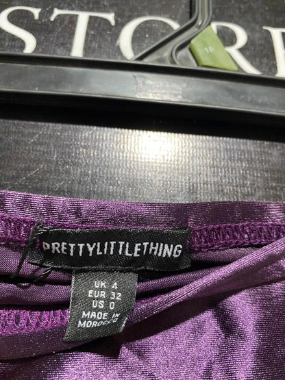 PRETTYLITTLE THING |XS| WAIST 24| B41| DEEP PURPLE SATIN MAXI SKIRT