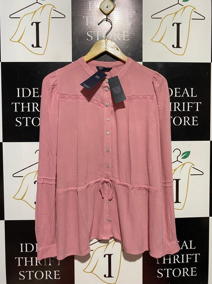 M&S | L| BUST 21| B41| DUSTY PINK PEPLUM BLOUSE
