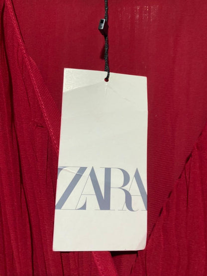 ZARA |M| BUST 18| B41| CRIMSON RED PLEATED MIDI DRESS