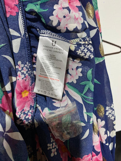 FOREVER UNIQUE |L| BUST FREE| B40| NAVY BLUE FLORAL LUREX MINI DRESS
