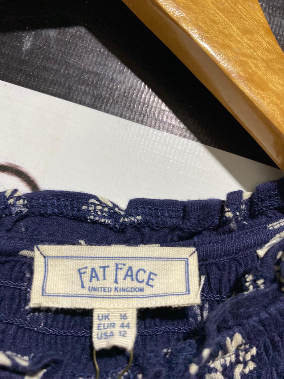 FAT FACE |L| BUST 23| B40| NAVY BLUE FLORAL SMOCKED BLOUSE