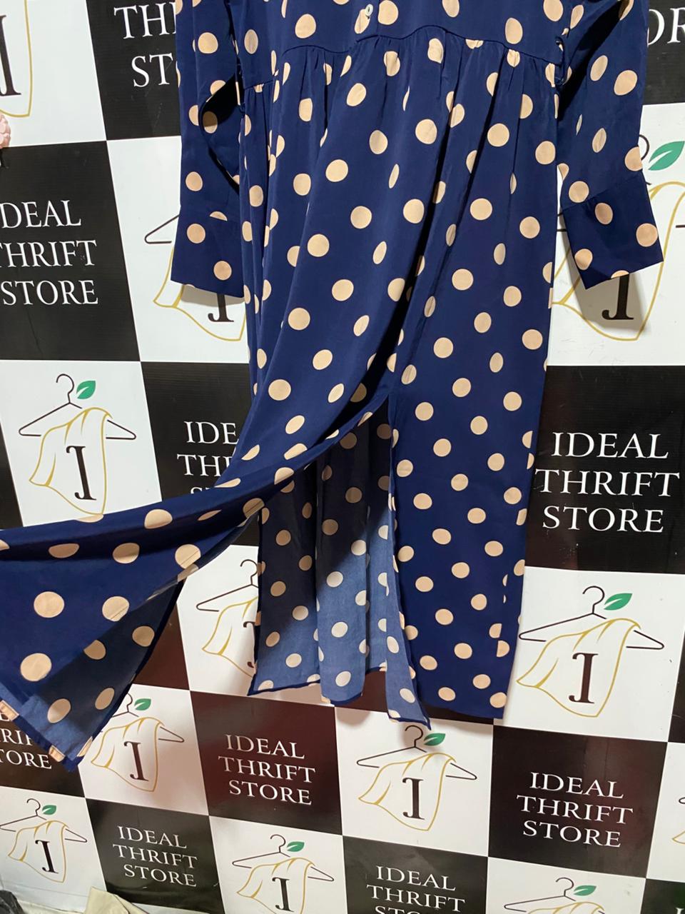 MELA LONDON |M| BUST 17| B40| CLASSIC RETRO POLKA DOT BUTTON-DOWN MAXI DRESS