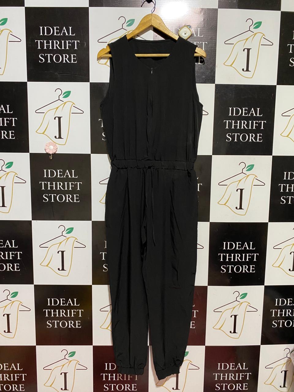 |M| BUST 18| B40| SLEEVELESS DRAWSTRING WAIST JUMPSUIT WITH ELASTIC CUFFS
