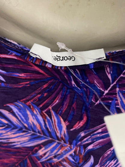 GEORGE |M| BUST 18| B40| VIBRANT TROPICAL LEAF PRINT SHORT SLEEVE SCOOP NECK T-SHIRT