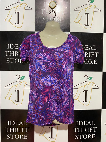 GEORGE |M| BUST 18| B40| VIBRANT TROPICAL LEAF PRINT SHORT SLEEVE SCOOP NECK T-SHIRT