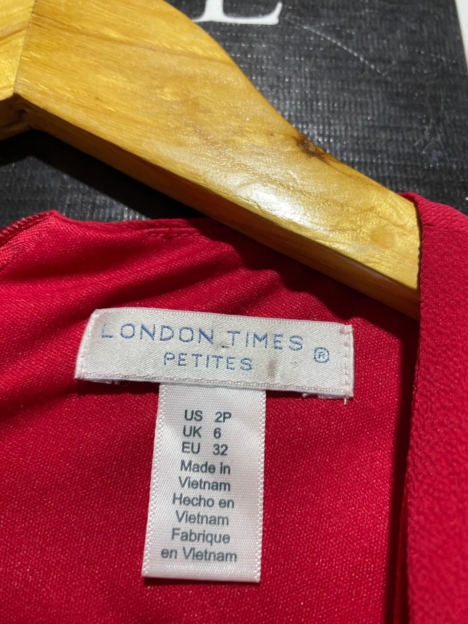 LONDON TIMES |M| BUST 17| B40| VIBRANT RED RUFFLE FRONT MINI DRESS WITH FLUTTER SLEEVES
